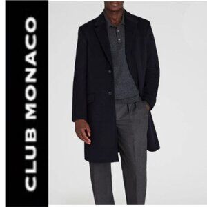 Club Monaco Men's Black Wool Coat Trench Size Medium - 38, Classic Design,